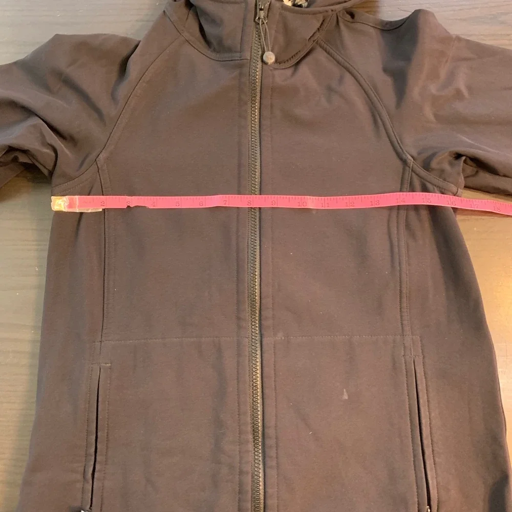 Lululemon Soft Shell Black Hooded Full Zip Long Jacket Coat Womens 4 Minimalist‎
